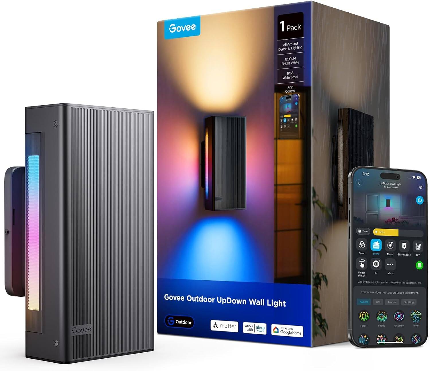 Govee - Outdoor UpDown Wall Light - Black
