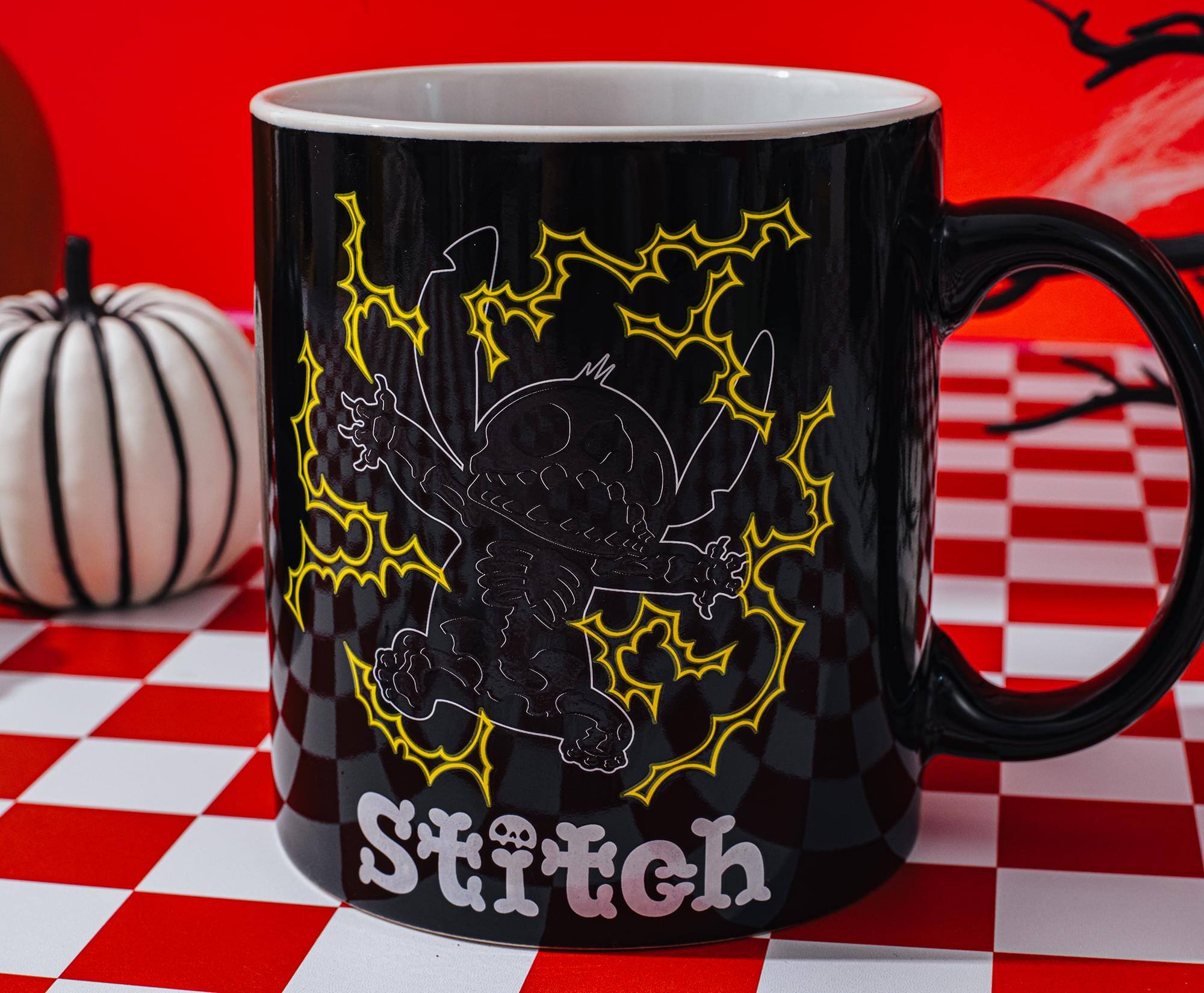 Alt View 5. Silver Buffalo - Disney Lilo & Stitch Skeleton Glow-In-The-Dark Ceramic Mug | Holds 20 Ounces - Black.