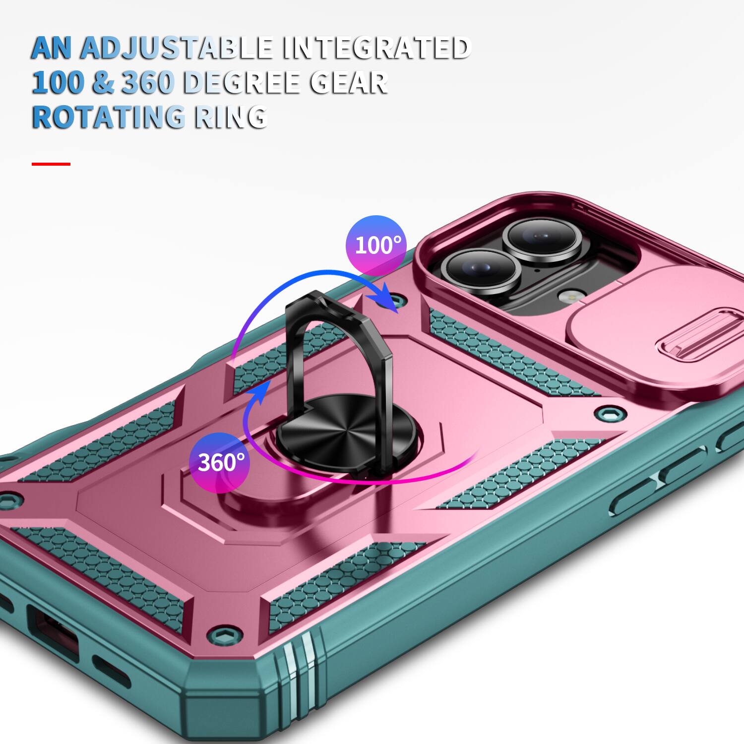 AN ADJUSTABLE INTEGRATED 100 & 360 DEGREE GEAR ROTATING RING