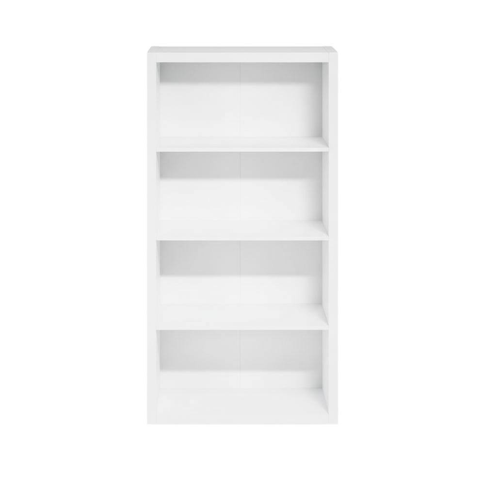 Back. FurniFact - Wooden Bookcase with Open Shelving for Home or Office Storage - White.