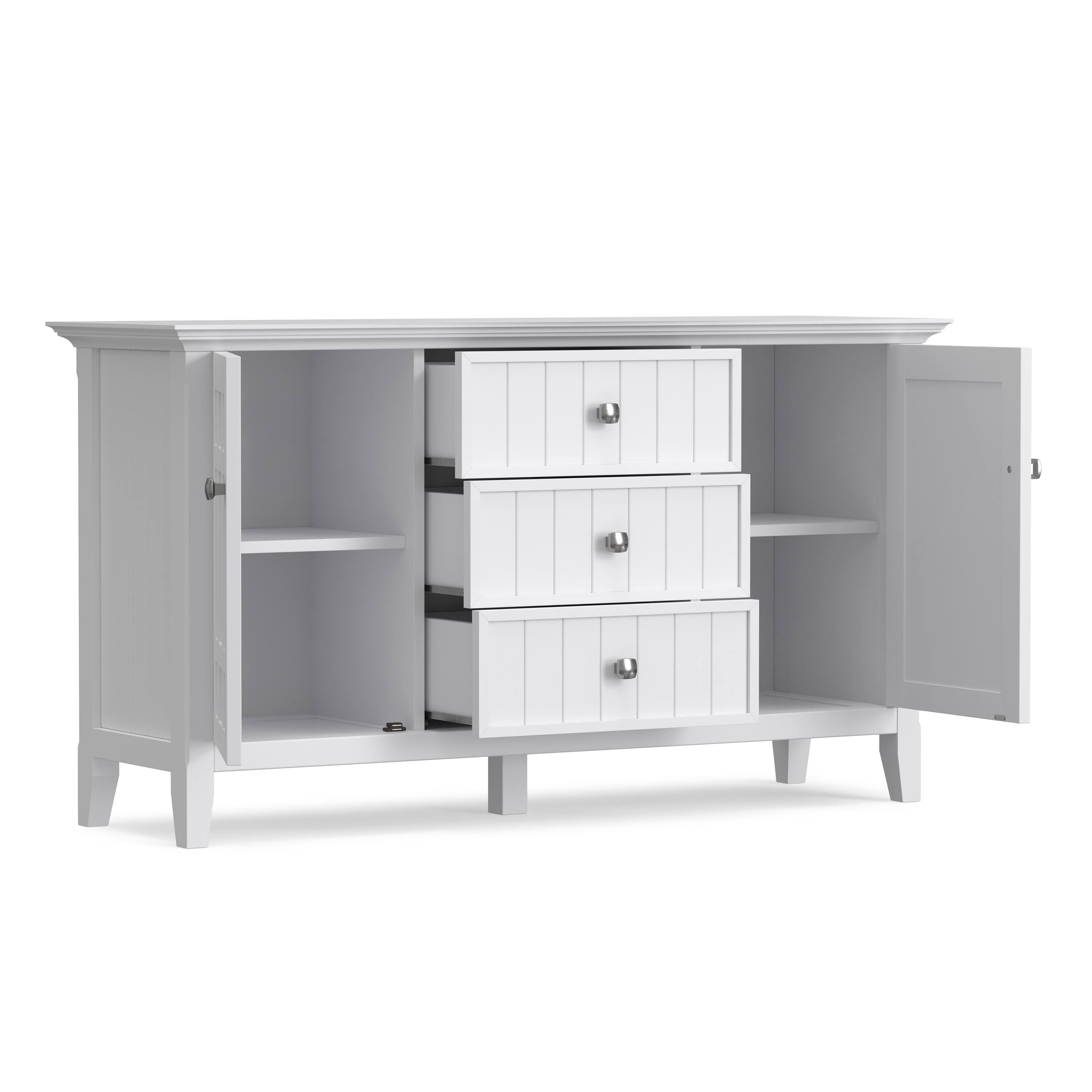 Back. Simpli Home - Simpli Home Bedford 54 inch Wide Solid Wood Transitional Sideboard Buffet in White - White.