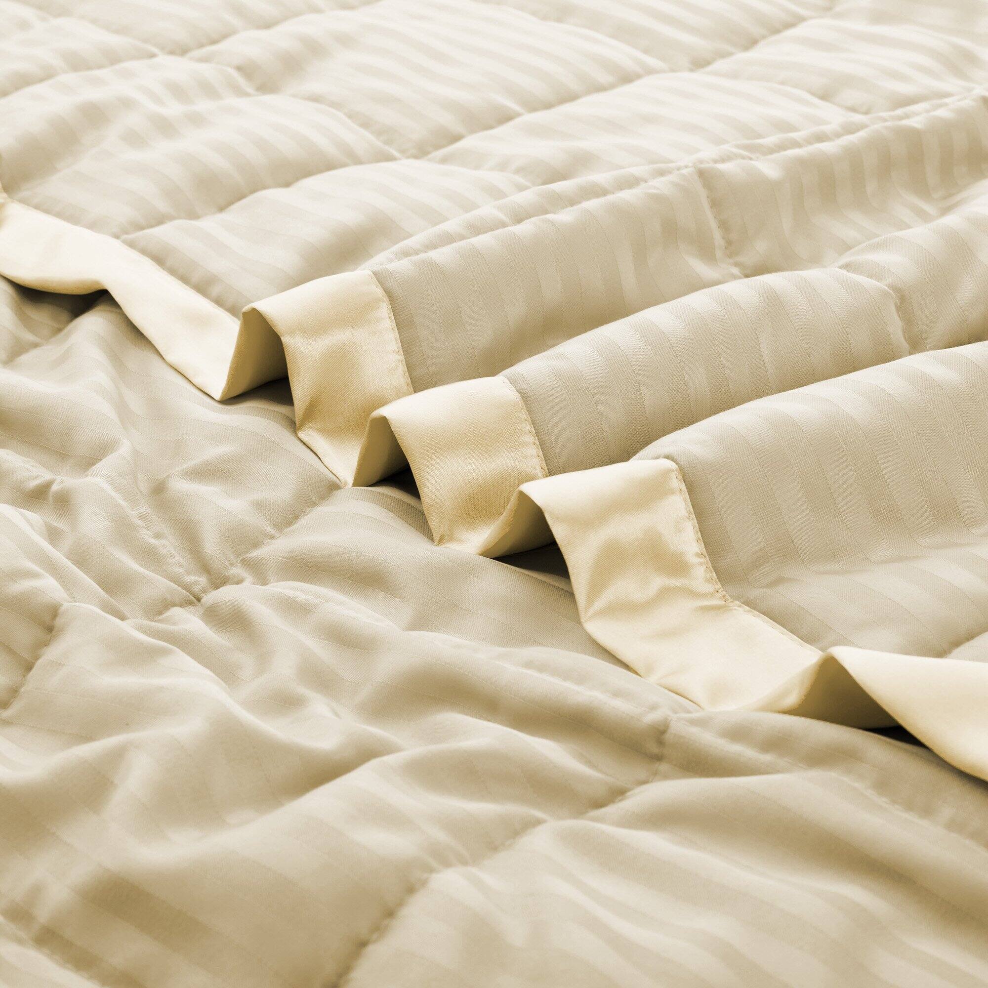 Alt View 1. Nest - Peace Nest Hotel Quality Luxury All Season Jacquard Soft Bed Blanket with Satin Trim Cozy and Warm - Khaki.