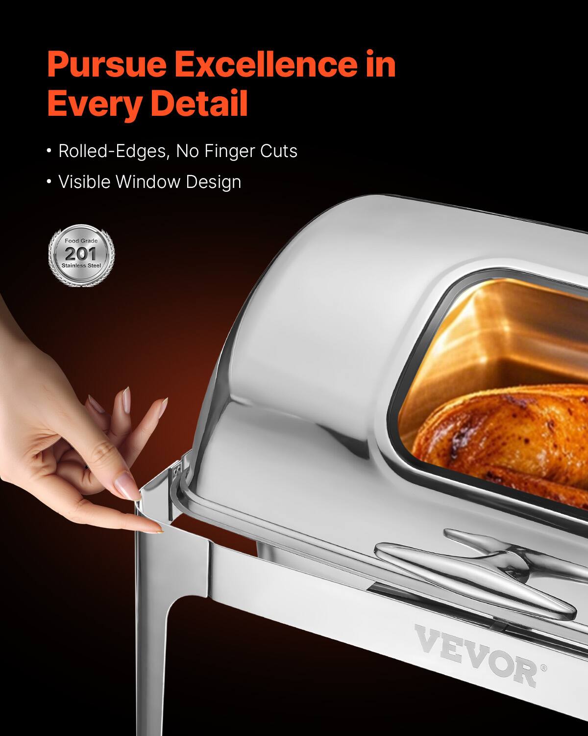 Pursue Excellence in Every Detail
Rolled-Edges, No Finger Cuts
Visible Window Design
Food Grade
201 Stainless Steel
VEVOR