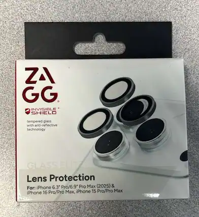 ZA GG Invisible Shield tempered glass with anti-reflective technology. Glass Lens Protection. For: iPhone 6.3" Pro/6.9" Pro Max (2025) & iPhone 16 Pro/Pro Max, iPhone 15 Pro/Pro Max.