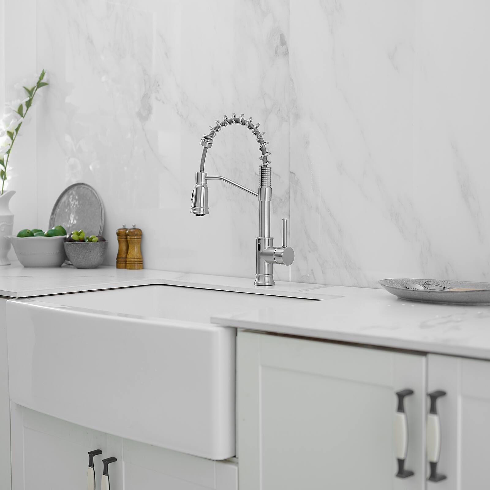 Back. Siljoy - Touchless Kitchen Faucet,Hands Free Automatic Smart Kitchen Faucet - Brushed Nickel.