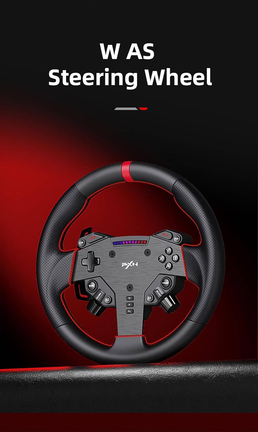 PXN W AS 11″ Racing Wheel Rim with Leather Grip & D1 Quick Release