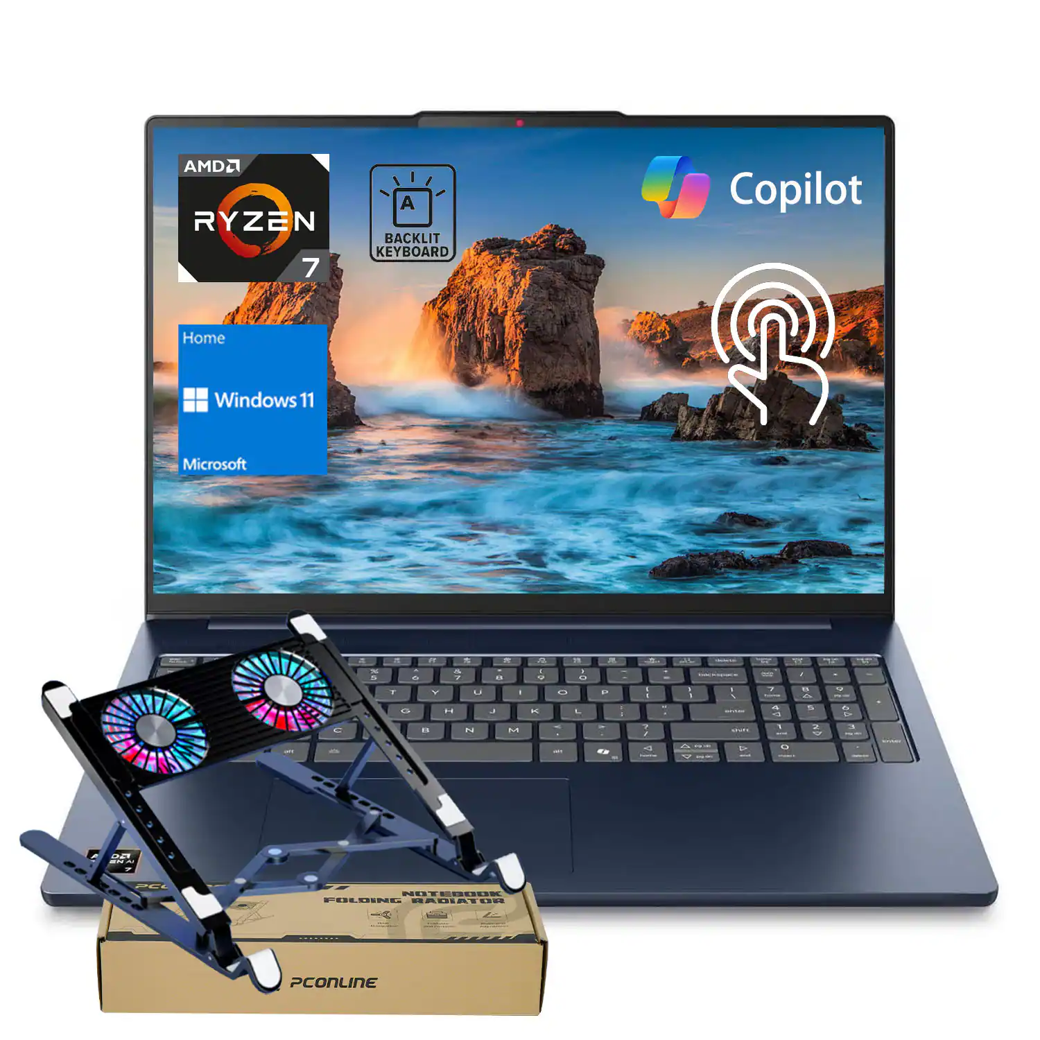 Lenovo - IdeaPad Slim 5 16" FHD+ Touchscreen Laptop - AMD Ryzen 7 350 - 32GB RAM – 1TB SSD - Backlit Keyboard - PCO LT cooler - Blue