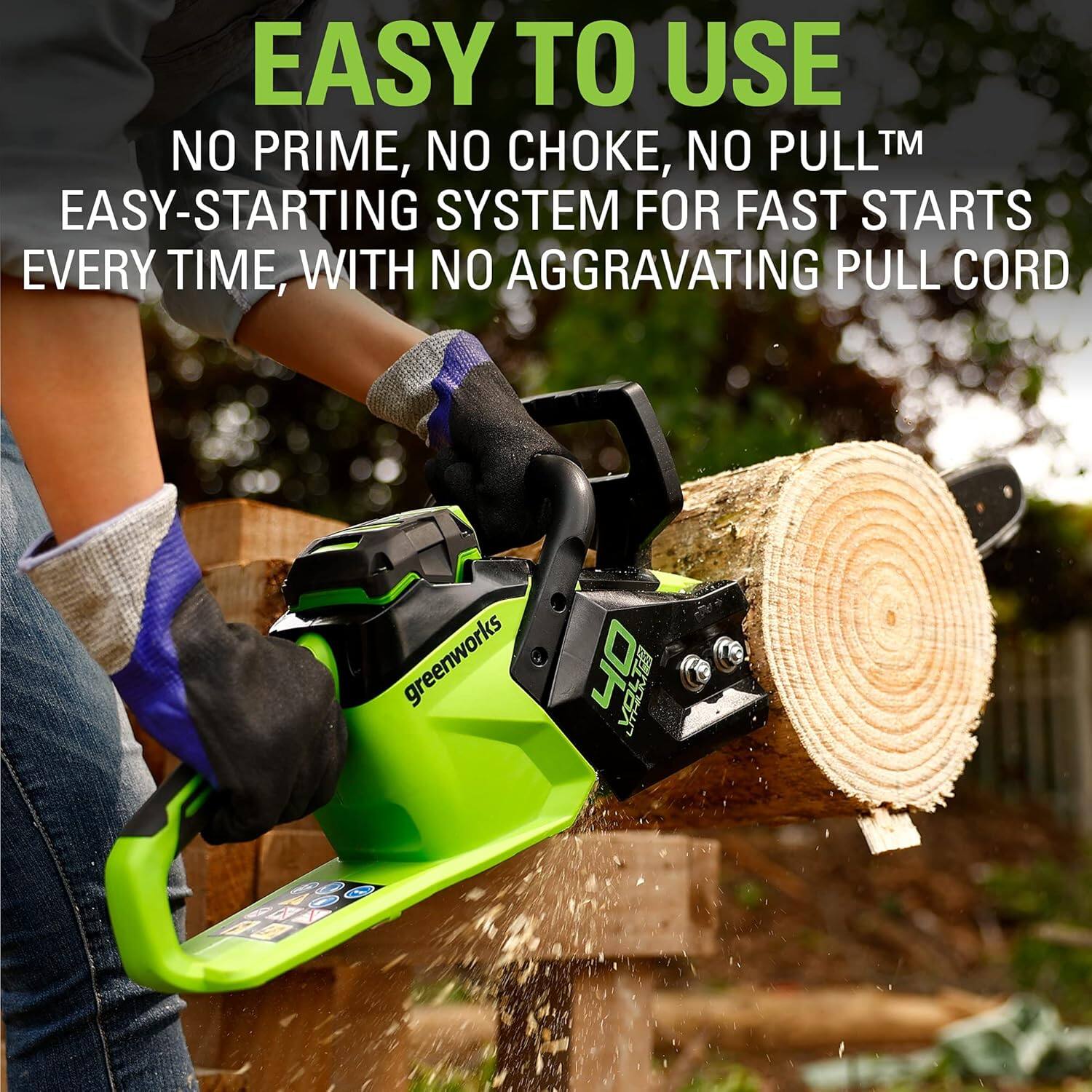 EASY TO USE  
NO PRIME, NO CHOKE, NO PULL™  
EASY-STARTING SYSTEM FOR FAST STARTS EVERY TIME, WITH NO AGGRAVATING PULL CORD