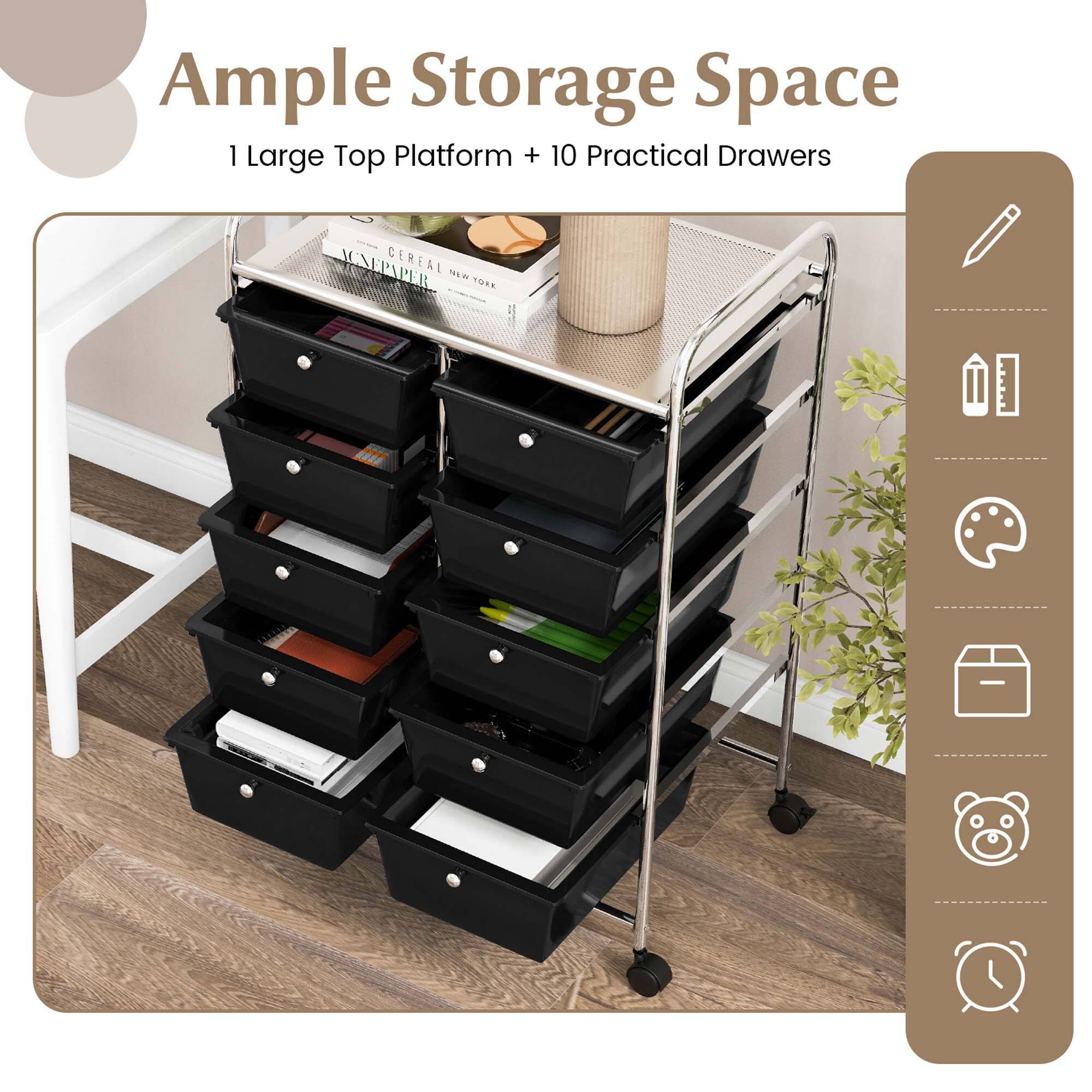 Ample Storage Space: I Large Top Platform + 10 Practical Drawers