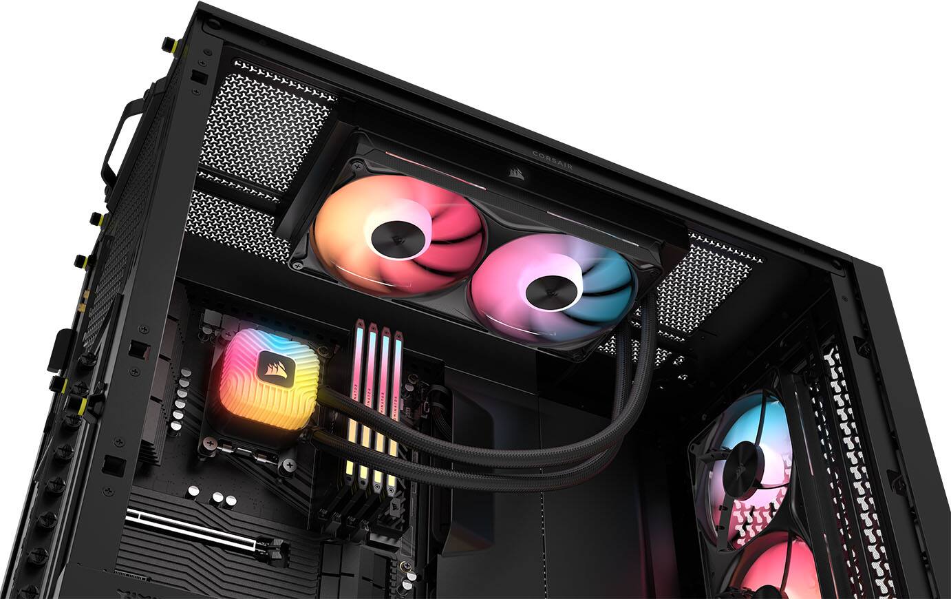 Alt View 3. CORSAIR - NAUTILUS II 240 RS ARGB Liquid CPU Cooler – Vibrant ARGB, FlowDrive 2S Pump, RS II ARGB Uni Frame Fans, 240mm Radiator - Black.