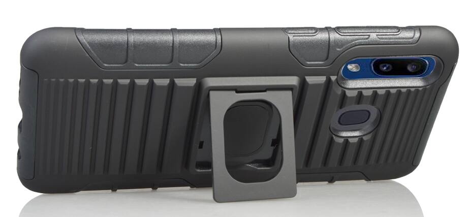 Alt View 4. Nakedcellphone - Combo for Samsung Galaxy A20, A30 - Ring Grip/Stand Case and Belt Clip Holster - Black.