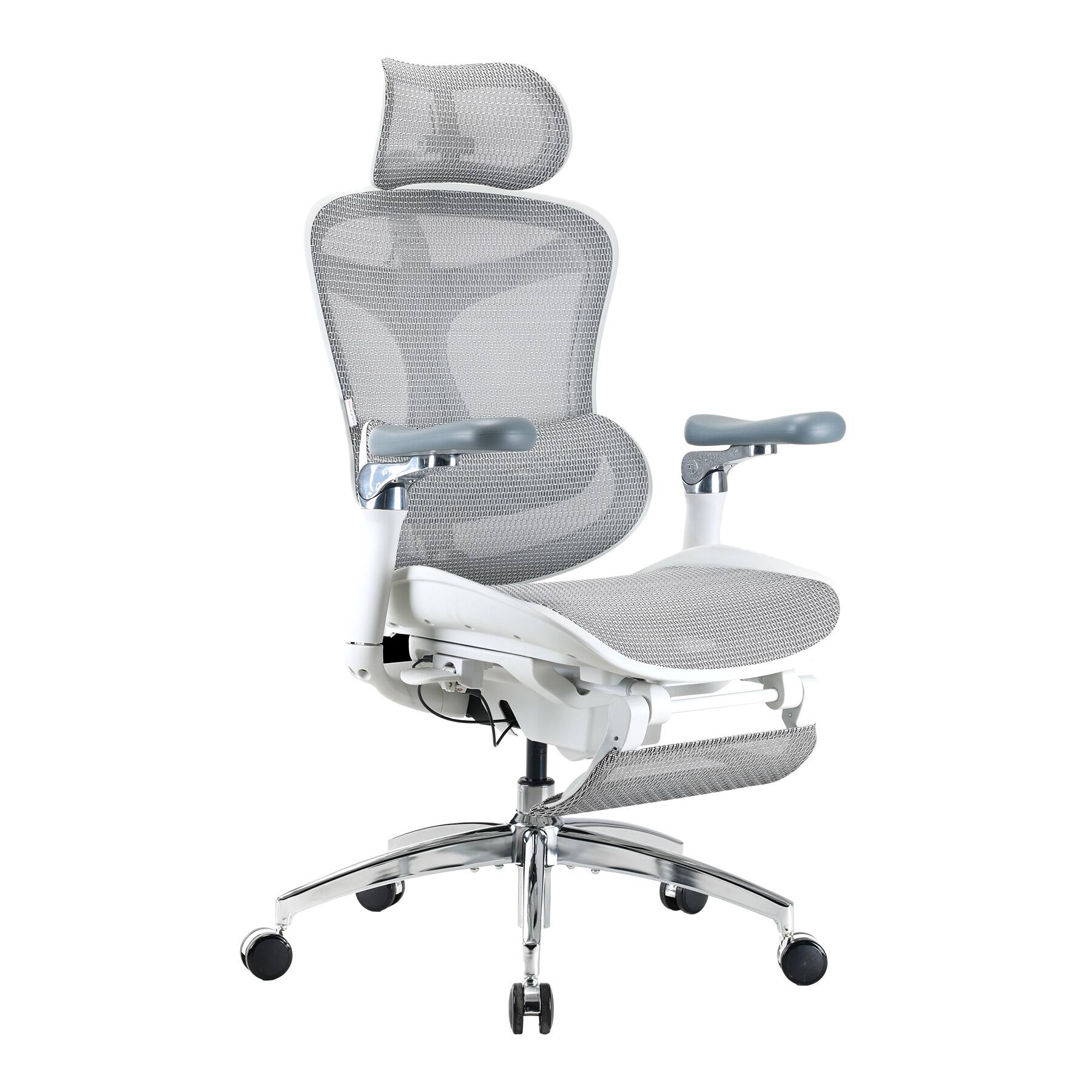 Left. SIHOO - C300 Computer Chair with Footrest，Gaming Chair with Soft 4D Armrests, Dynamic Lumbar Support and Swivel Office Chair - Basic - Gray.