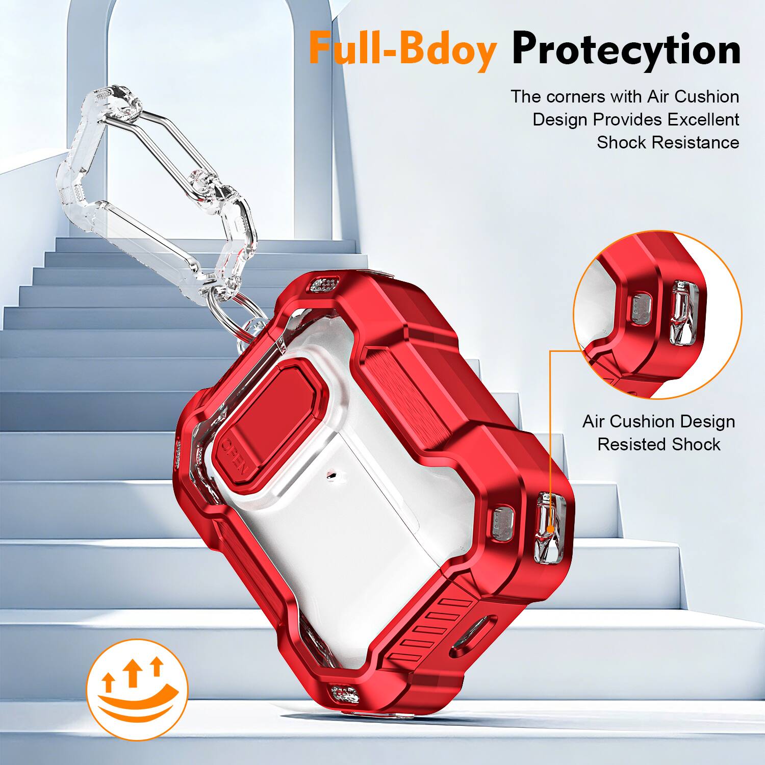 Full-Body Protection

The corners with Air Cushion Design Provides Excellent Shock Resistance

Air Cushion Design Resisted Shock