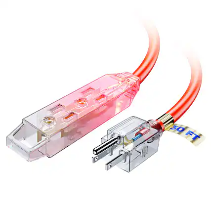 Front. Maximm - Extension Cord 30 ft, Extension Cord with Multiple Outlets and Lit Ends,16 Gauge ETL Listed - Orange.