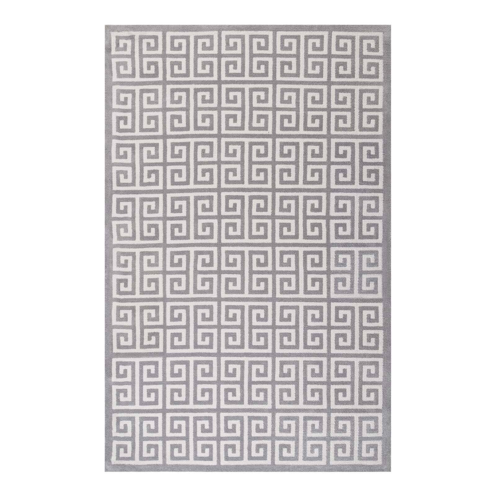 Angle. Modway - Freydis Greek Key Area Rug - White and Light Gray.