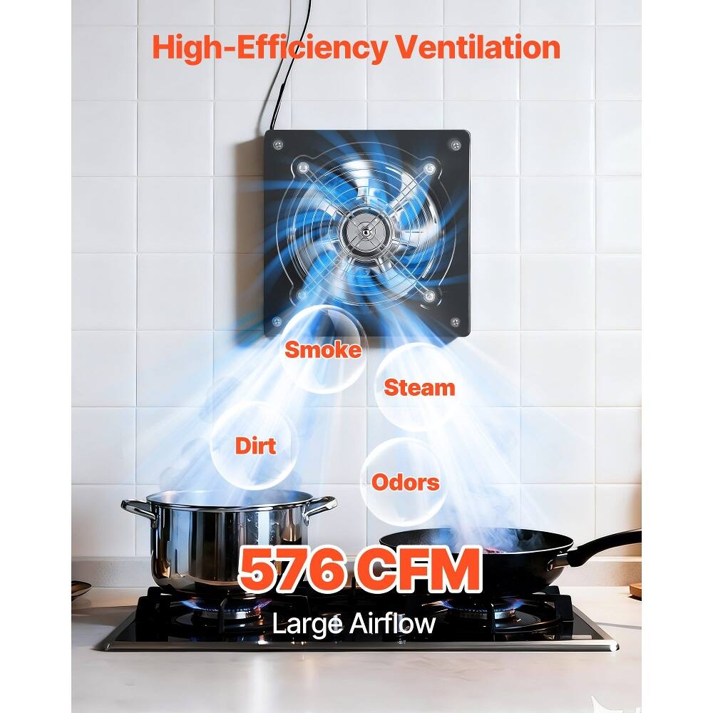 High-Efficiency Ventilation Smoke Steam Dirt Odors 576 CFM Large Airflow