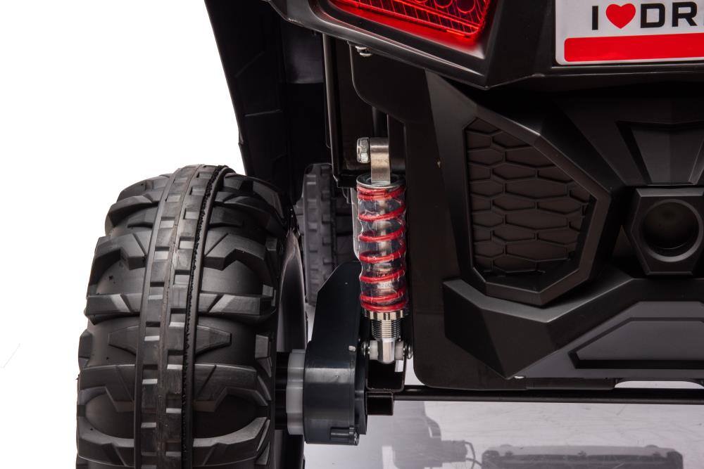 Alt View 2. BreeBe - 12V Kids 4WD Electric Car with Leather Seat, RC, Lights, Music, Forward/Backward, Seat Belt, 2 Doors, Suspension - Black.