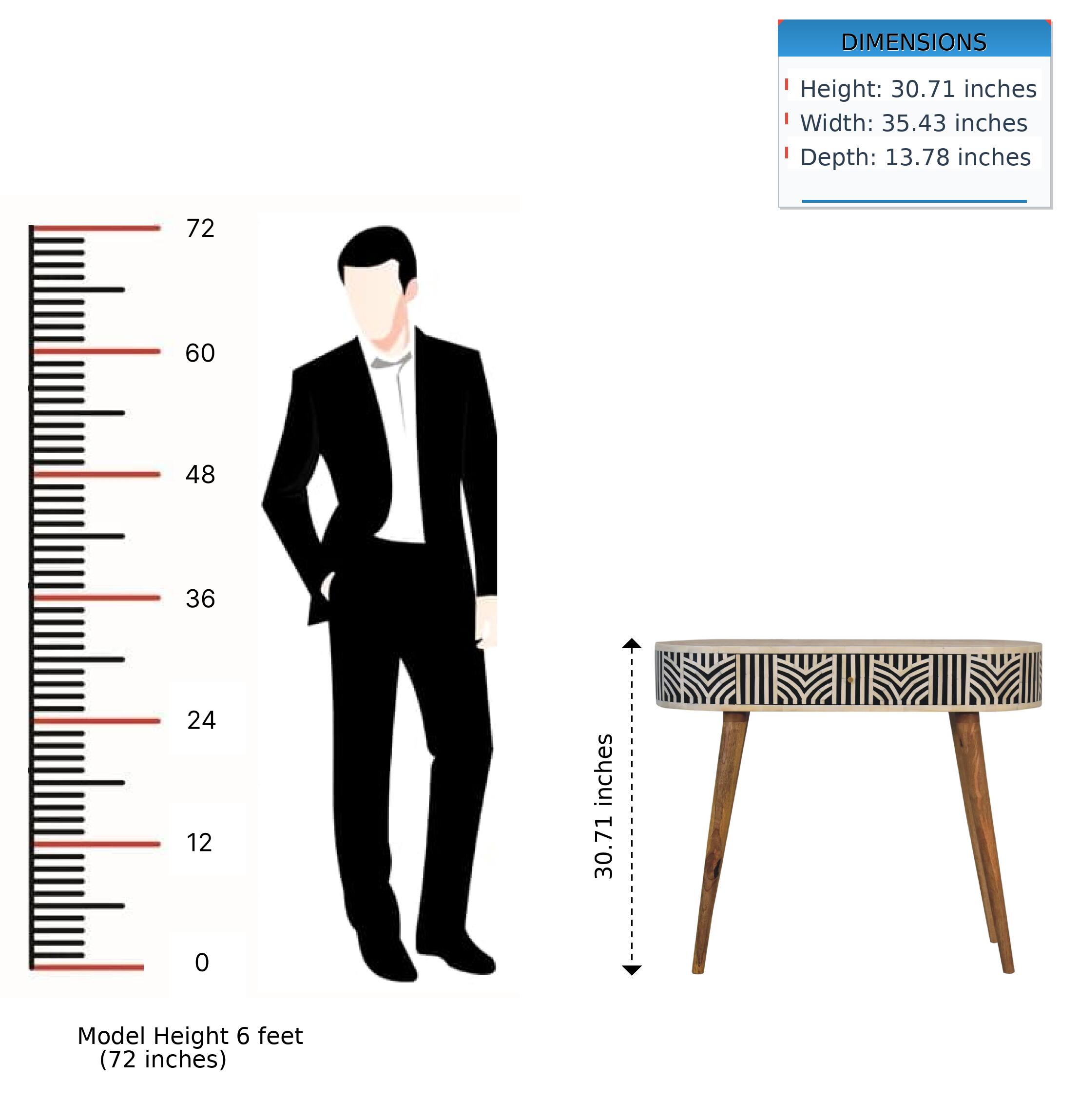 DIMENSIONS  
Height: 30.71 inches  
Width: 35.43 inches  
Depth: 13.78 inches  

Model Height 6 feet (72 inches)