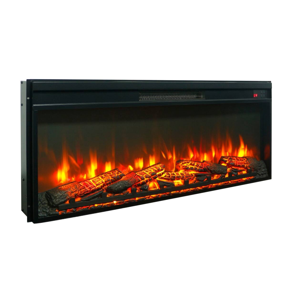 Alt View 1. Loheer - Loheer 42 inch electric fireplace insert ultra thin heater with log set - Antique Black.