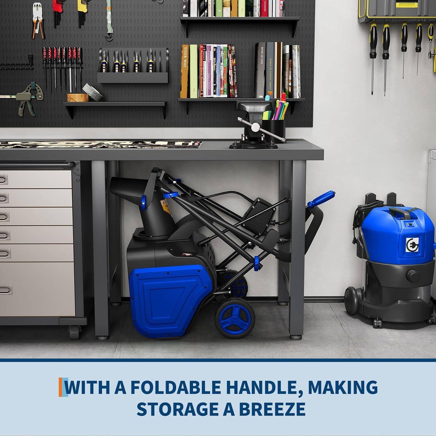 WITH A FOLDABLE HANDLE, MAKING STORAGE A BREEZE