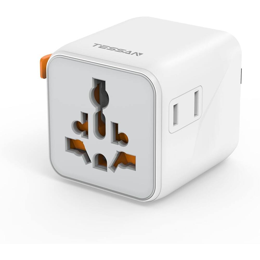 Front. Schertz - Universal Travel Adapter with Dual AC Outlets for US/EU/UK/AU/Japan Plugs - grey.