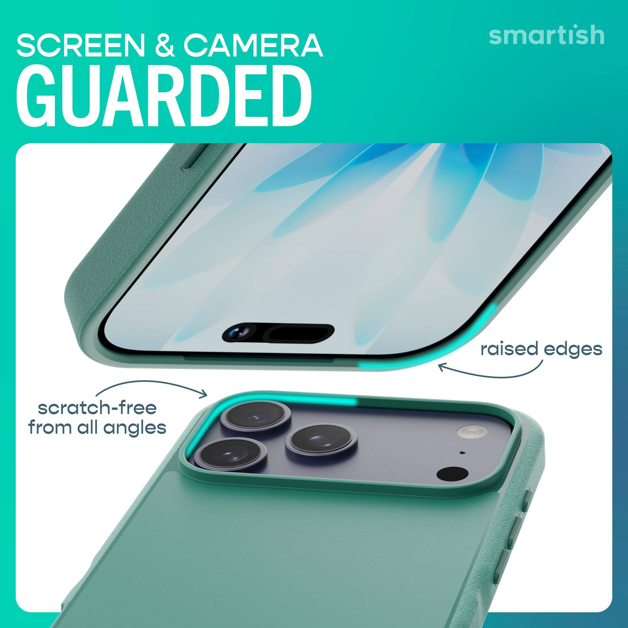SCREEN & CAMERA GUARDED

smartish

raised edges

scratch-free from all angles