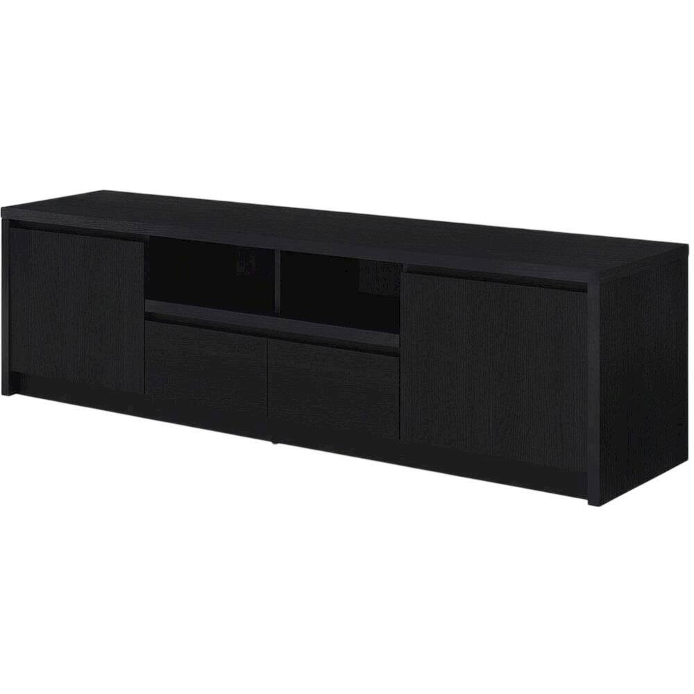 Front. FurniFact - Black 78-Inch TV Stand with Engineered Wood Media Console and Contemporary Style - Black.
