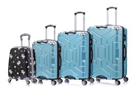 BreeBe - Luggage set PC material four piece travel luggage set, with rotating wheels and a sense of technology - Blue