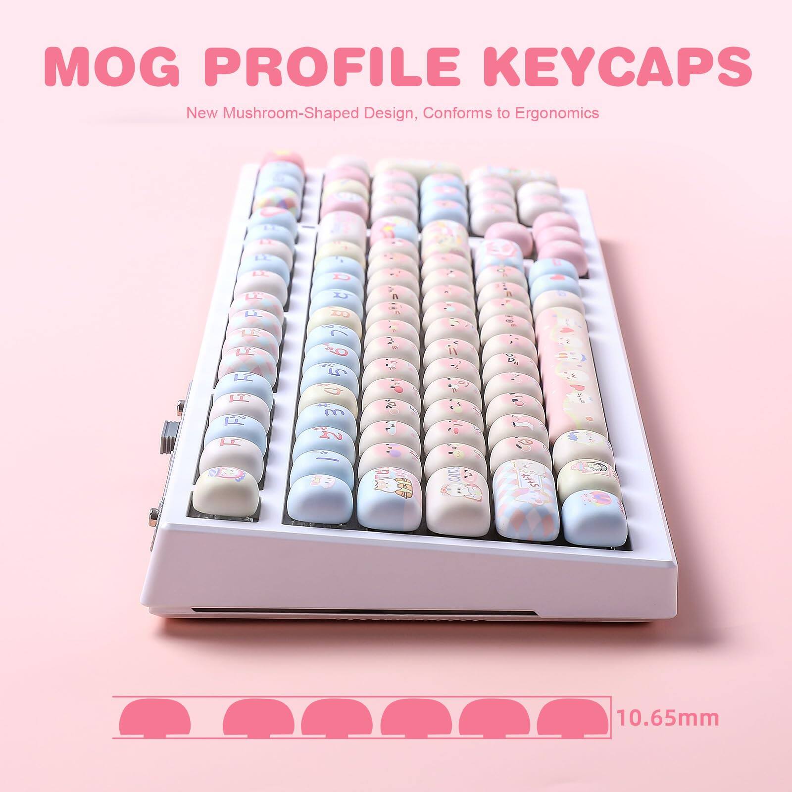 MOG PROFILE KEYCAPS  
New Mushroom-Shaped Design, Conforms to Ergonomics  
10.65mm