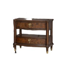 Manhattan Lane - Raam Nightstand, 2 Drawers, 1 Shelf, Capped Legs - Dark Cherry Brow, Gold