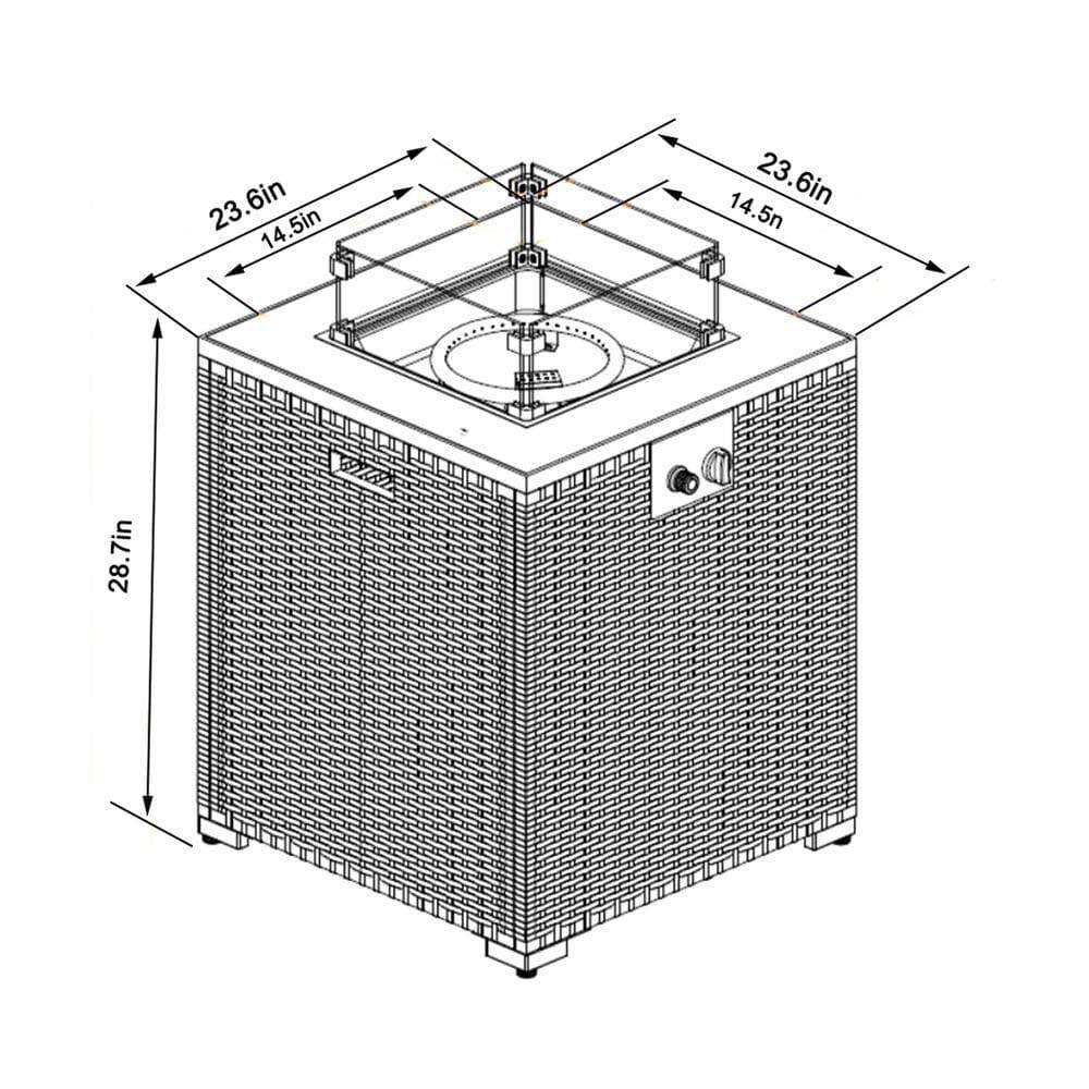 23.6in x 14.5in x 28.7in