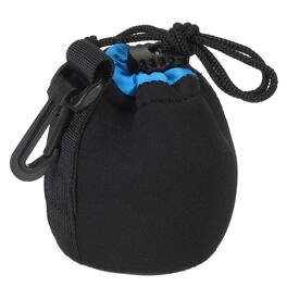 Unique Bargains - Camera Lens Bag, 2.8"x3.9" Drawstring Pouch with Thick Neoprene for DSLR Lens, Water Coffee Cups - Black Blue