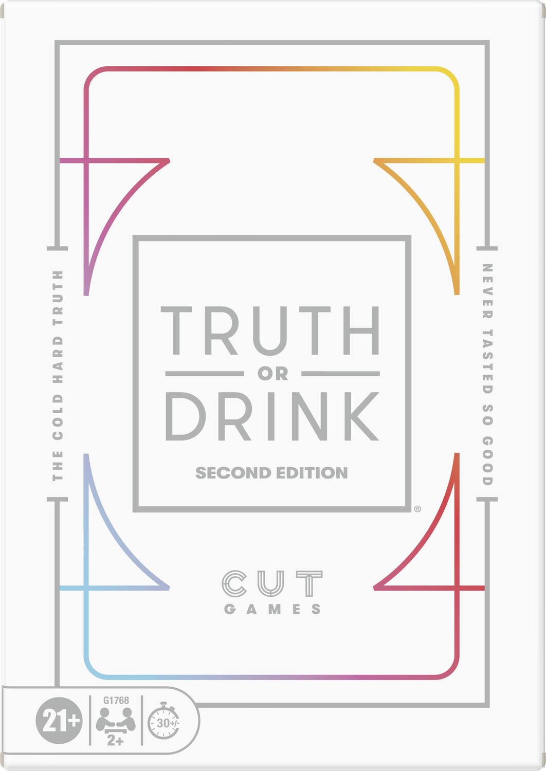 TRUTH OR DRINK  
SECOND EDITION  

THE COLD HARD TRUTH  
NEVER TASTED SO GOOD  

CUT GAMES  

21+  
2+  
30+  

G1768