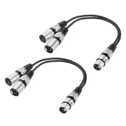 Front. Unique Bargains - 2pcs 3-Pin XLR Splitter Cable, 1 Female to 2 Male Y Cable for Balanced Audio, Mixers, Microphones - Black Circle.