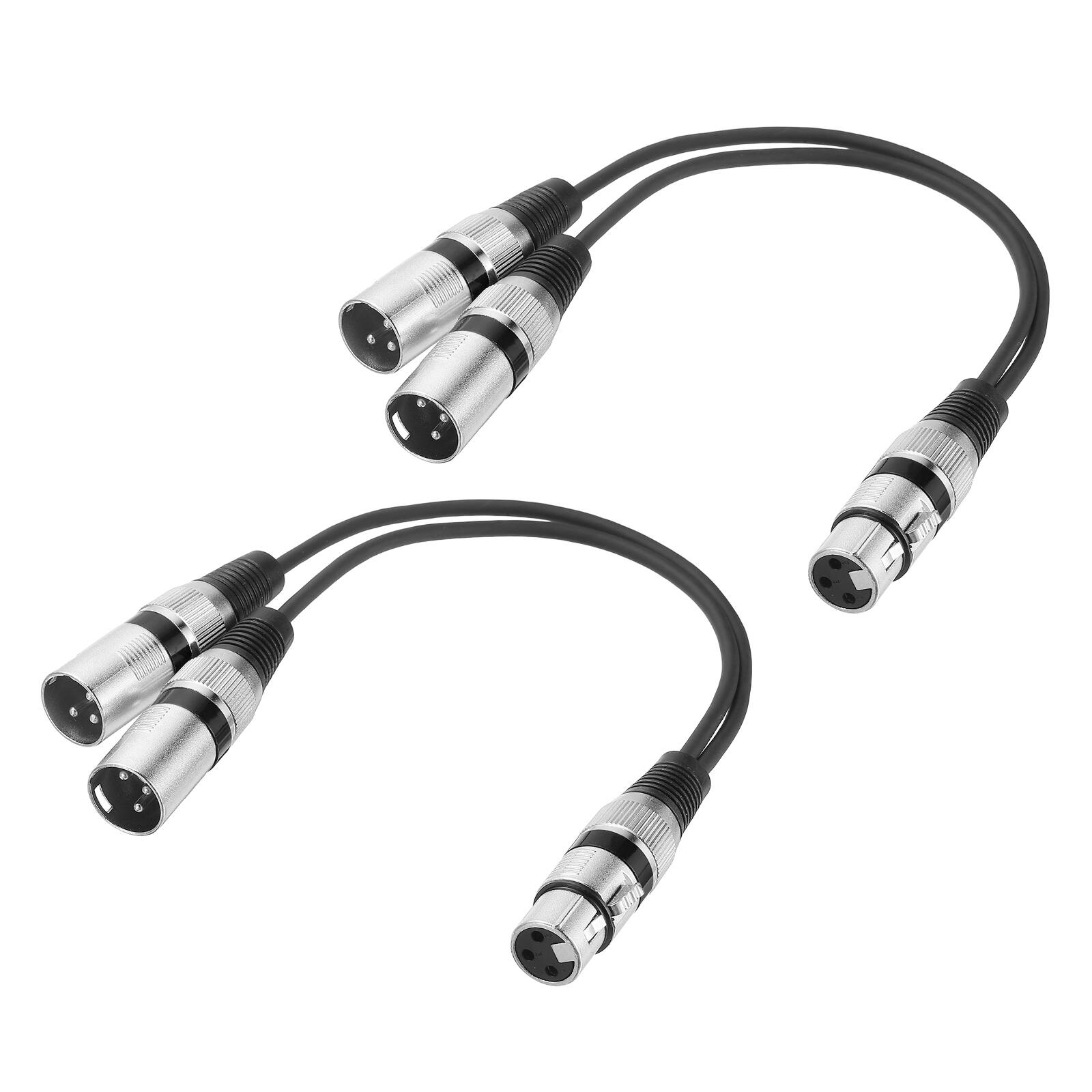 Unique Bargains - 2pcs 3-Pin XLR Splitter Cable, 1 Female to 2 Male Y Cable for Balanced Audio, Mixers, Microphones - Black Circle