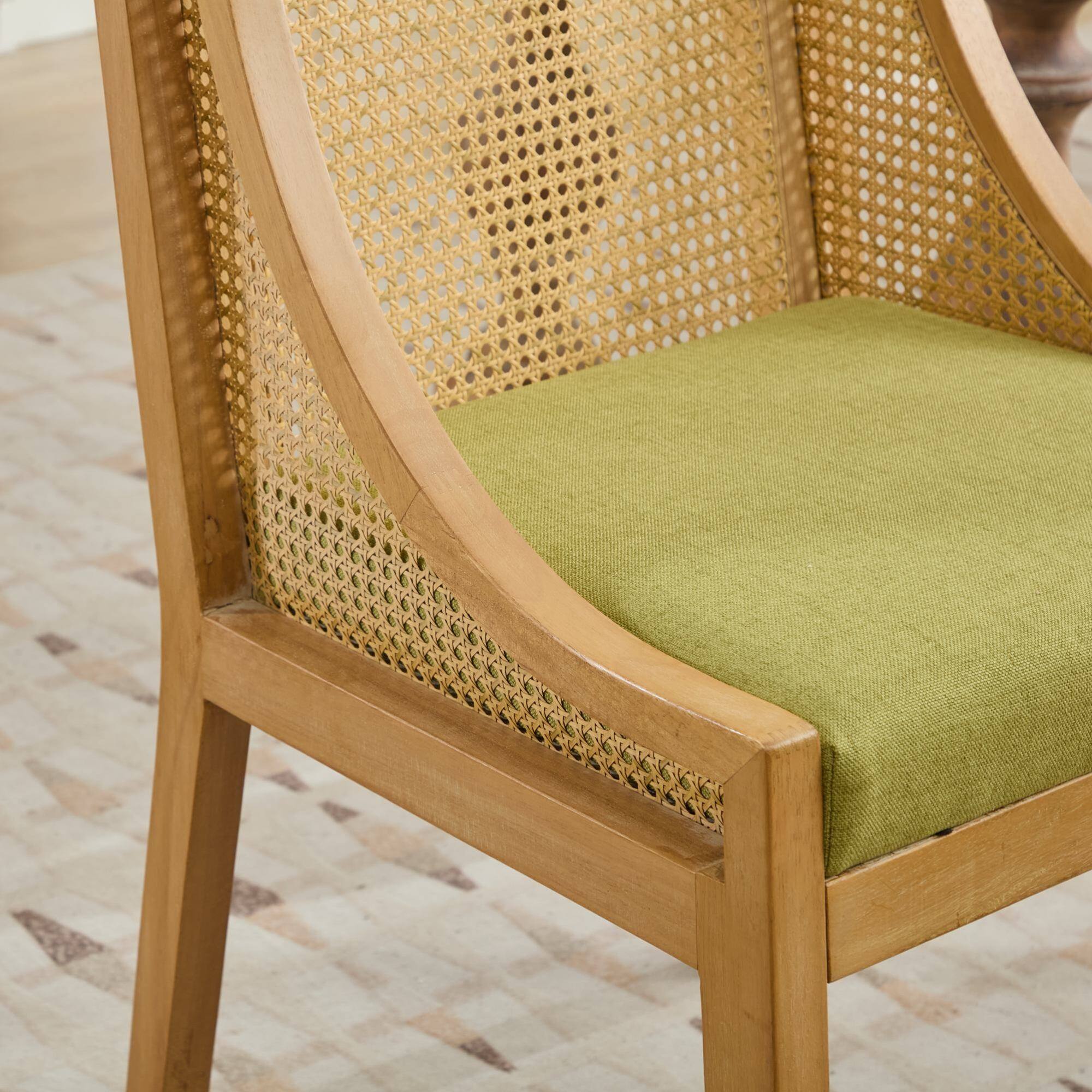 Alt View 9. GOODSILO - Rustic Solid Wood Dining Chairs with Linen Upholstery and Decorative Armrests for Kitchen or Living Room - Olive Green.