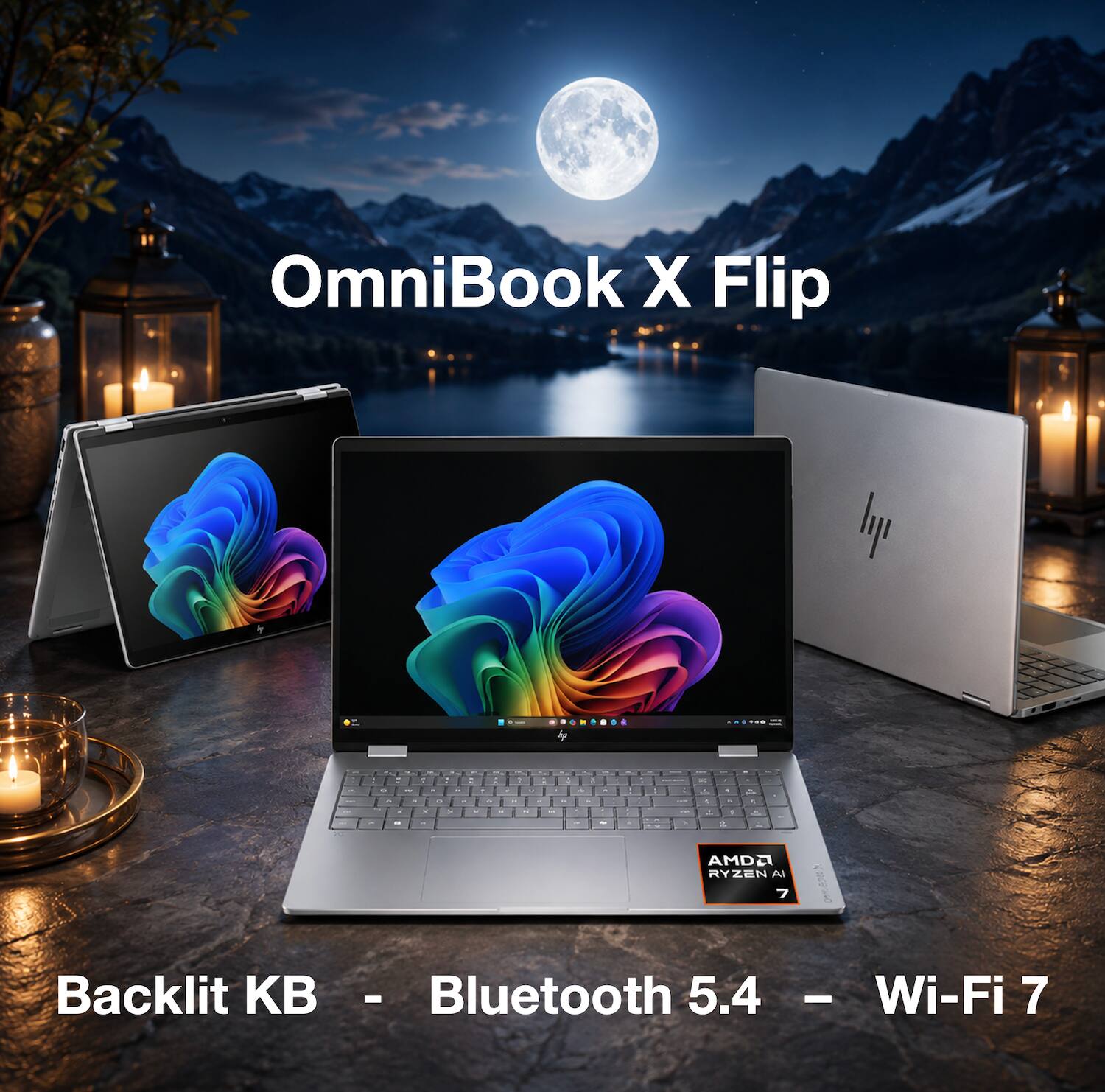 OmniBook X Flip

hp

AMD Ryzen 7

Backlit KB - Bluetooth 5.4 - Wi-Fi 7