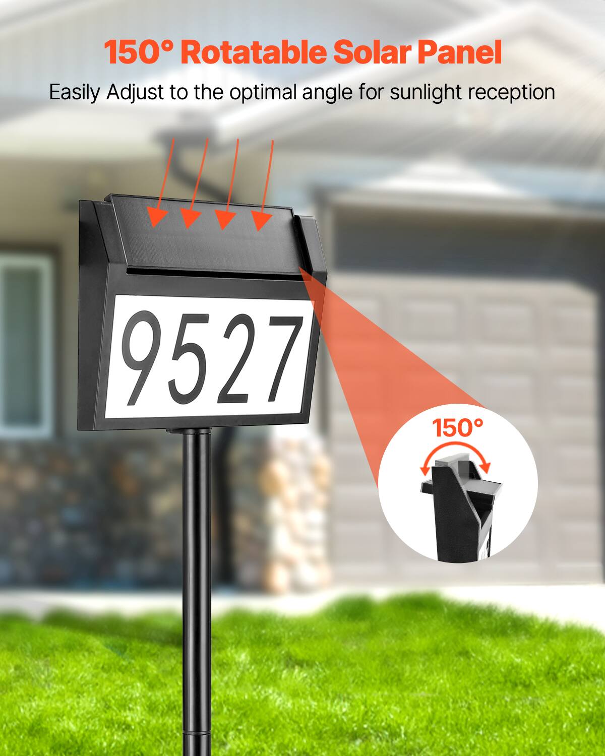 150° Rotatable Solar Panel Easily Adjust to the optimal angle for sunlight reception 9527 150°