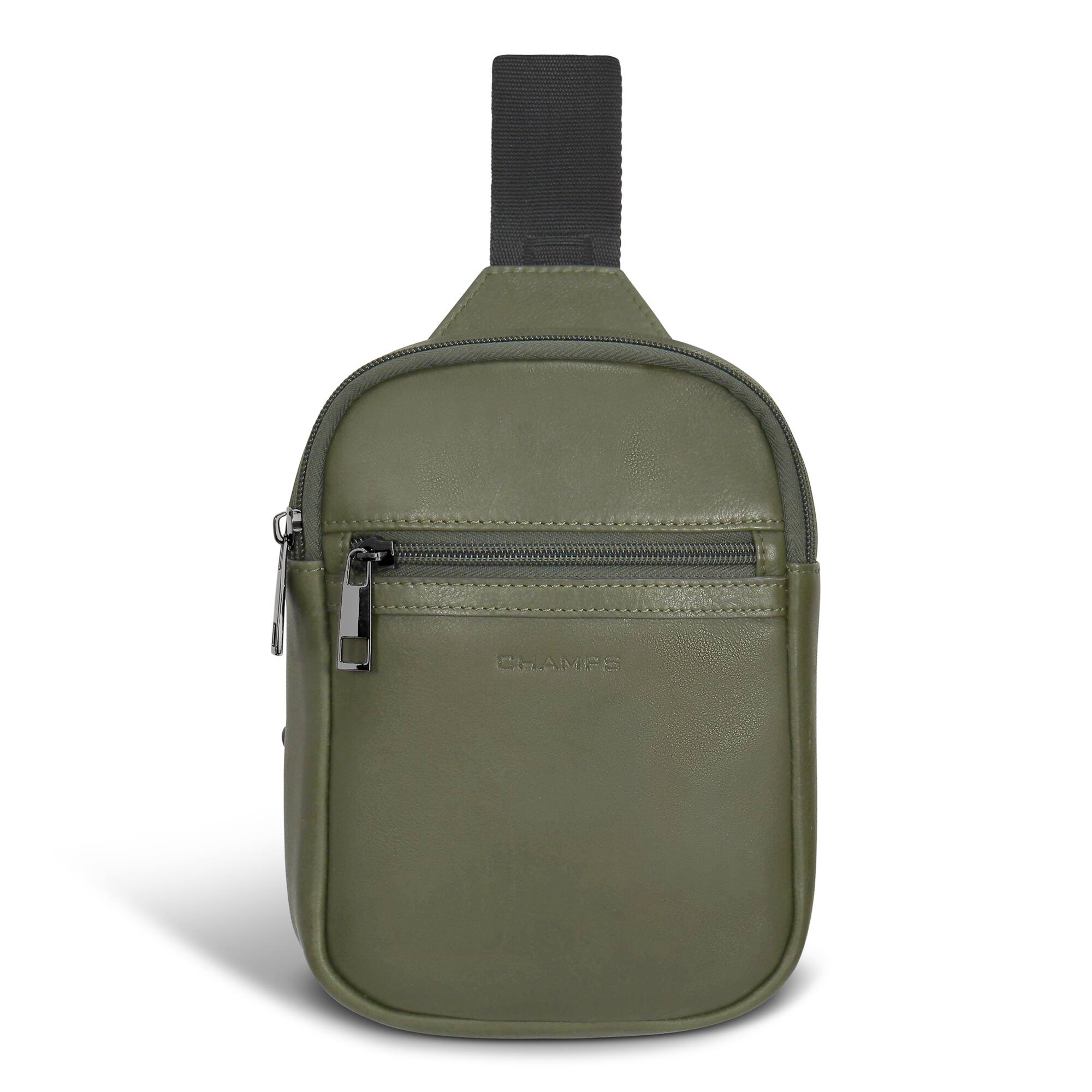 Front. Champs - Onyx Collection Leather Holster Crossbody Bag - Khaki.