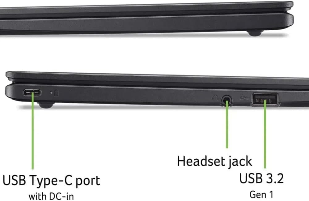 USB Type-C port with DC-in, Headset jack, USB 3.2 Gen 1