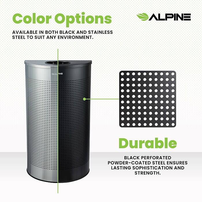 Color Options: AVAILABLE IN BOTH BLACK AND STAINLESS STEEL TO SUIT ANY ENVIRONMENT.

Durable: BLACK PERFORATED POWDER-COATED STEEL ENSURES LASTING SOPHISTICATION AND STRENGTH.