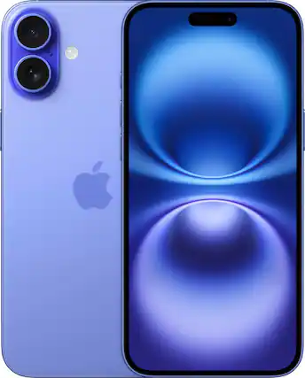 Front. Apple - iPhone 16 5G 256GB - Apple Intelligence - (Unlocked) - Ultramarine.