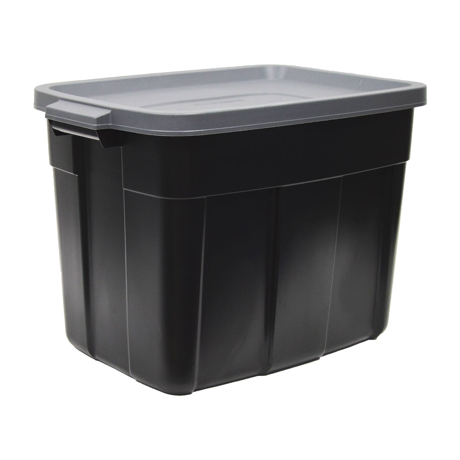 Alt View 1. RubberMaid - Rubbermaid Roughneck 18 Gal Storage Container Organizer, Black & Gray (6 Pack) - Black and Grey.