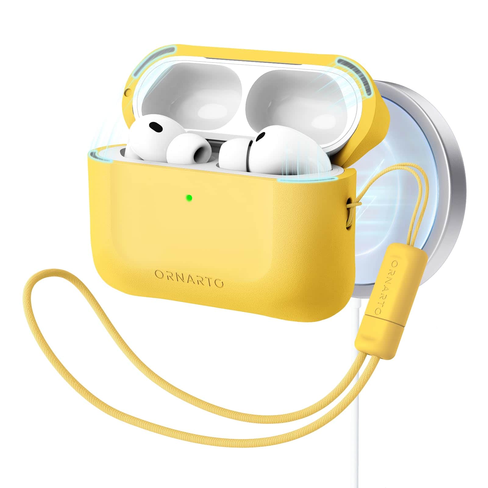 Ornarto - for AirPods Pro 3 Case 2025, Compatible with MagSafe, Secure Magnetic Lid, Adjustable Lanyard - Light Yellow price history on PriceWatchPro