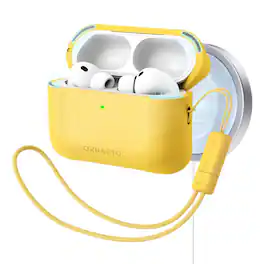 Ornarto - for AirPods Pro 3 Case 2025, Compatible with MagSafe, Secure Magnetic Lid, Adjustable Lanyard - Light Yellow