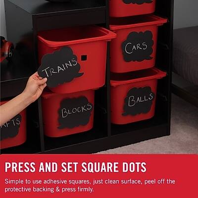 PRESS AND SET SQUARE DOTS

Simple to use adhesive squares, just clean surface, peel off the protective backing & press firmly.

TRAINS
BLOCKS
CARS
BALLS
