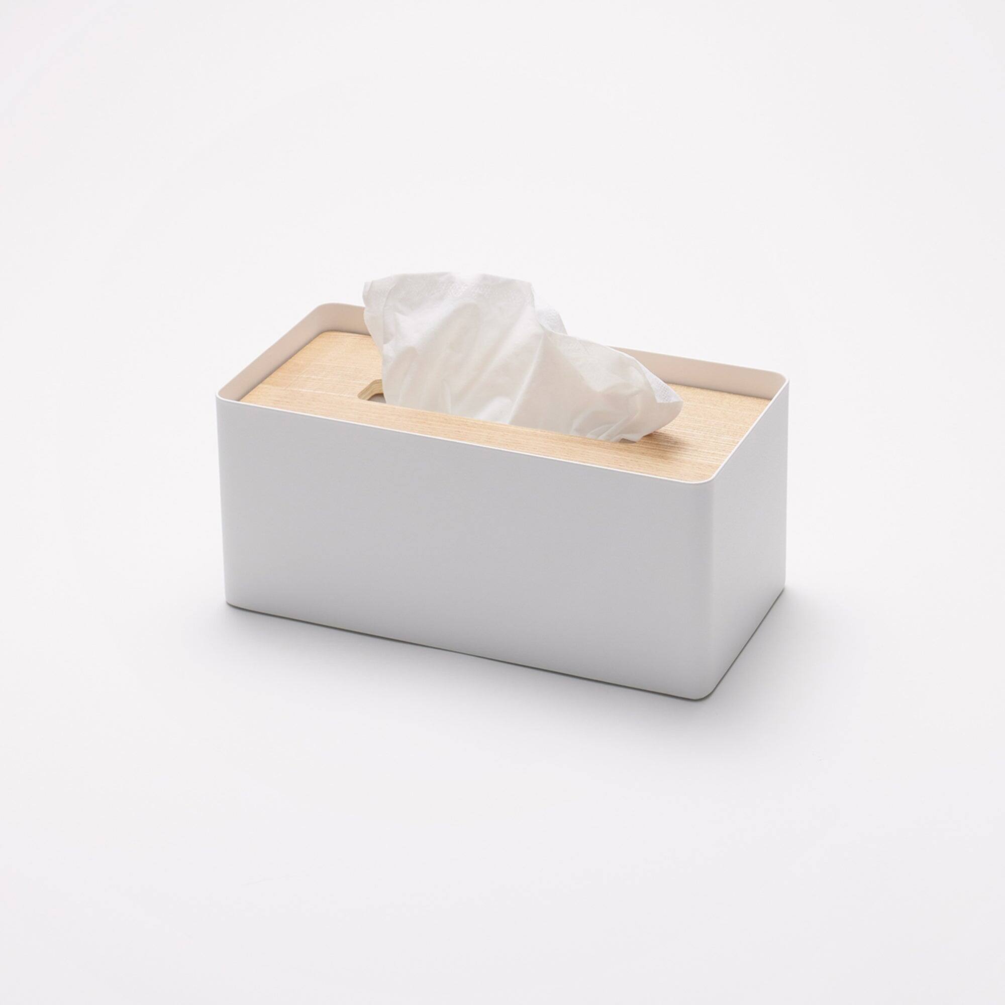 Angle. Yamazaki Home - Tissue Box Cover - Rectangle - Steel - Ash.