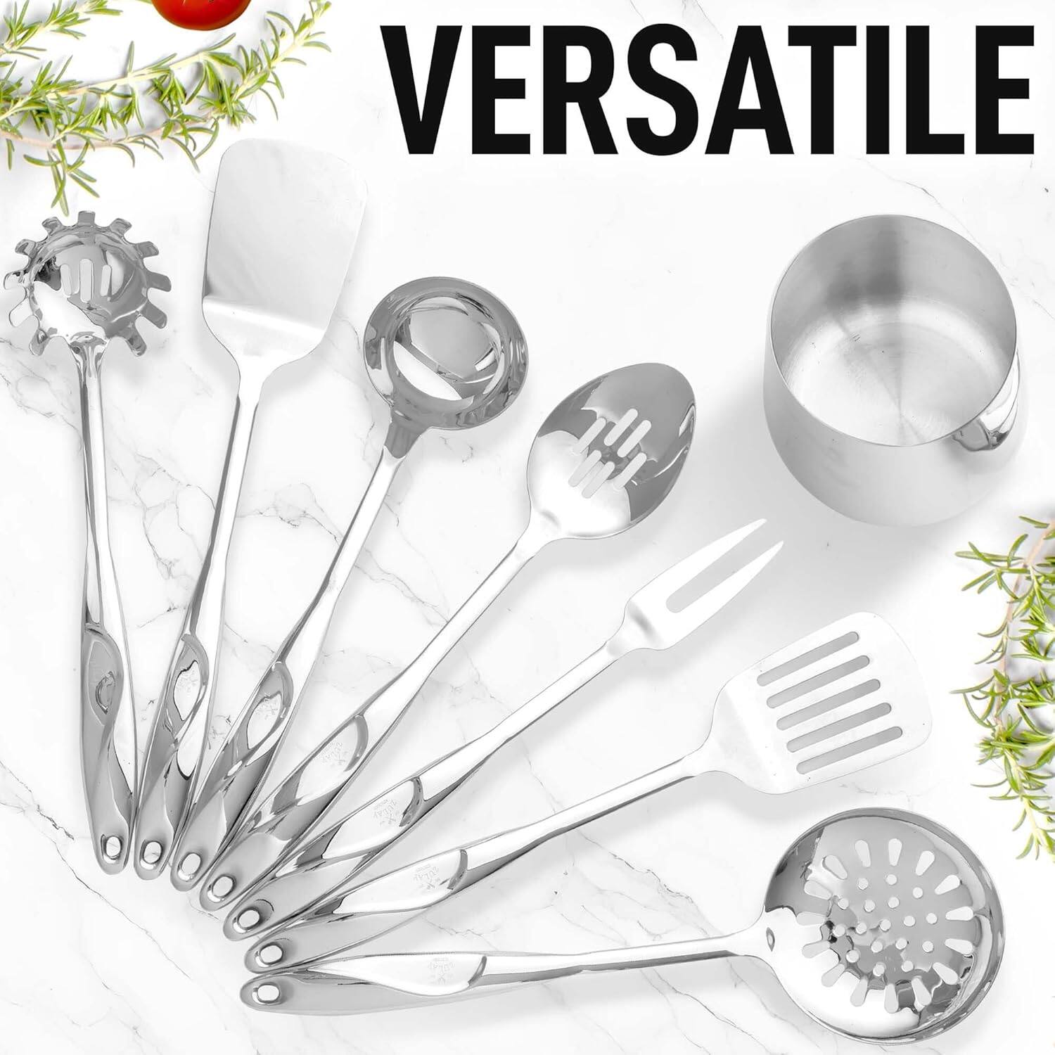 Alt View 2. Zulay Kitchen - Zulay Kitchen Stainless Steel Cooking Utensil (8 Piece Set) - Silver.
