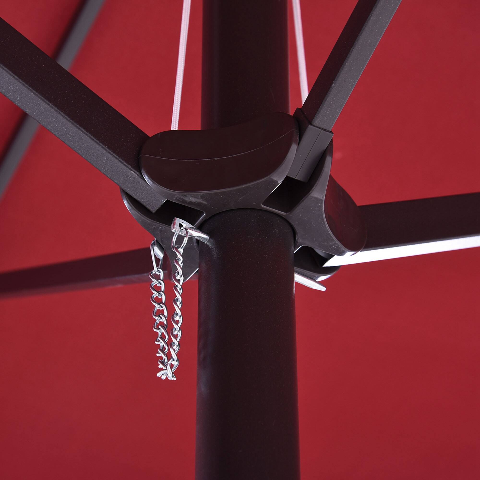 Alt View 4. Outsunny - Extra Large 15 ft Patio Umbrella, Double-Sided Large Outdoor Umbrella with Crank Handle and Air Vents for Backyard - Wine Red.