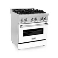 ZLINE - 30" Legacy Dual Fuel Range w/ 4 Burner Cooktop & Electric Oven w/ White Matte Door (RA-WM-30) - Stainless Steel - Front_Zoom